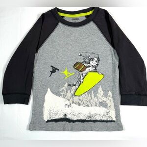 GYMBOREE Toddler Long Sleeve Raglan Graphic Tee 3T Snowboard Dog Winter‎ Outdoor